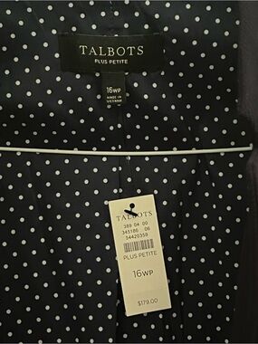 Talbots Deep Navy Blazer with Polka Dot Lining